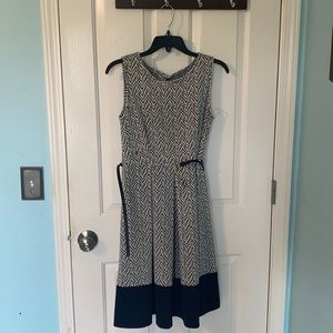 Ellen Tracy houndstooth black and white cocktail dress, size 6